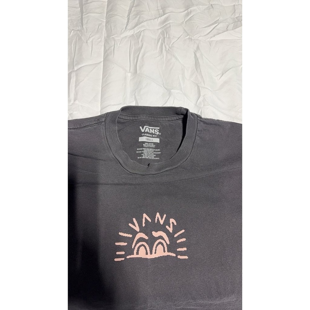 Vans Graphic T-Shirt Mens Small Black Pink Scorpion Palm Tree Classic Fit Cotton